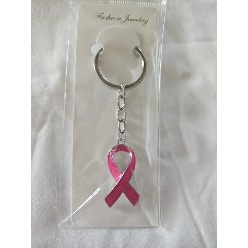 Breast Cancer Awareness Pink Ribbon Keychain‎